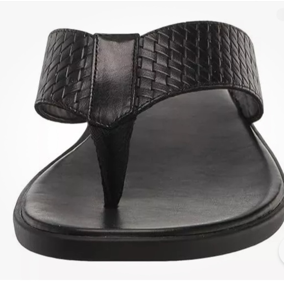 Vince Camuto Men’s Black Waylyn Woven Leather Upper Flip Flop Sandal NEW NIB - Picture 7 of 9